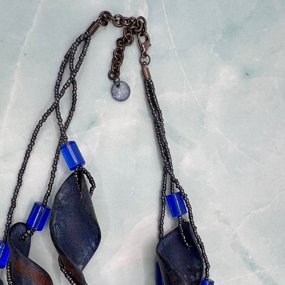 Artisan Navy and Cobalt Multi-Strand Women's Necklace - Picture 3 of 5